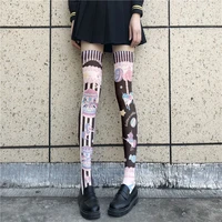 unicorn print lolita pantyhose japanese cute student pink loli girl thigh high stockings thin dress fashion women sexy socks