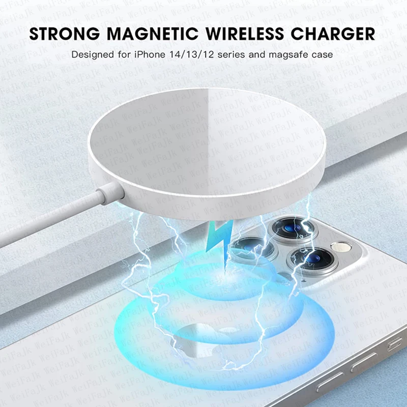 Фото Оригинальное Беспроводное зарядное устройство Apple Magsafe для iPhone 16 15 14 13 12 11 Pro Max X XS XR 8 Plus, кабель с молнией для быстрой зарядки типа C №3