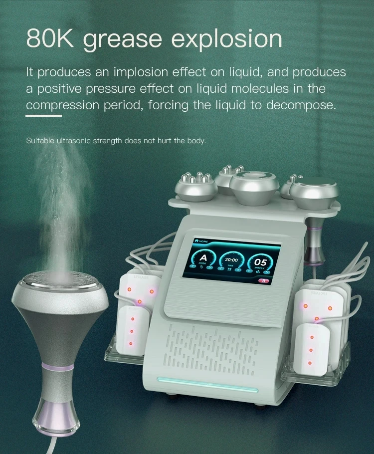 

6 in 1 80K Vacuum Lipo Ultrasonic Cavitation Radio Frequency Multipolar RF Body Slimming Machine Skin Lifting Tighten Anti-wrink