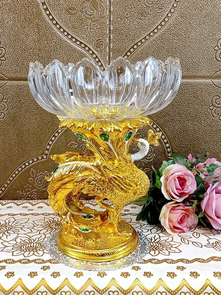 Роскошная золотая тарелка с павлином искусственный роскошный обеденный стол