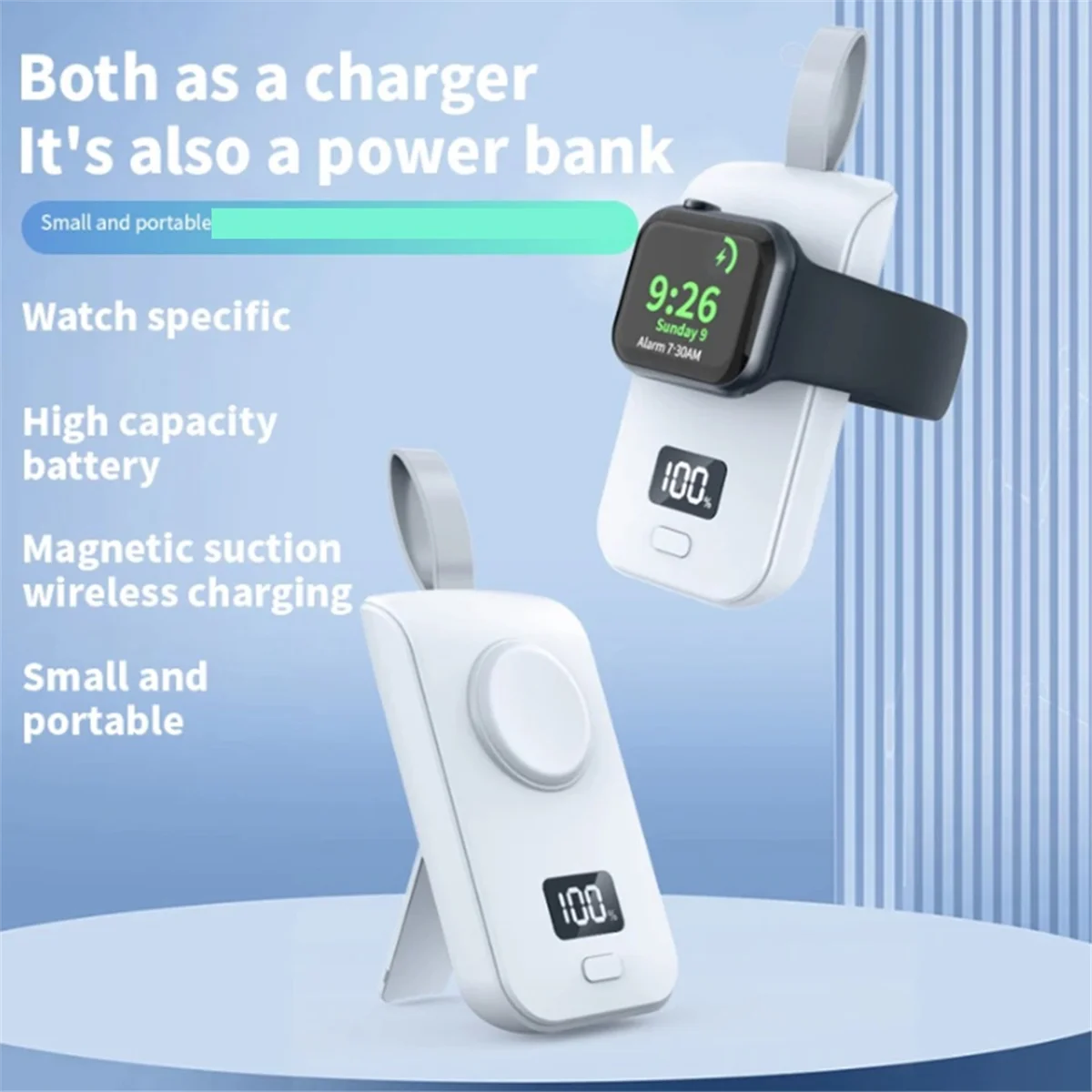 Портативное беспроводное зарядное устройство Power Bank для часов 8 7 6 5 4 3 SE