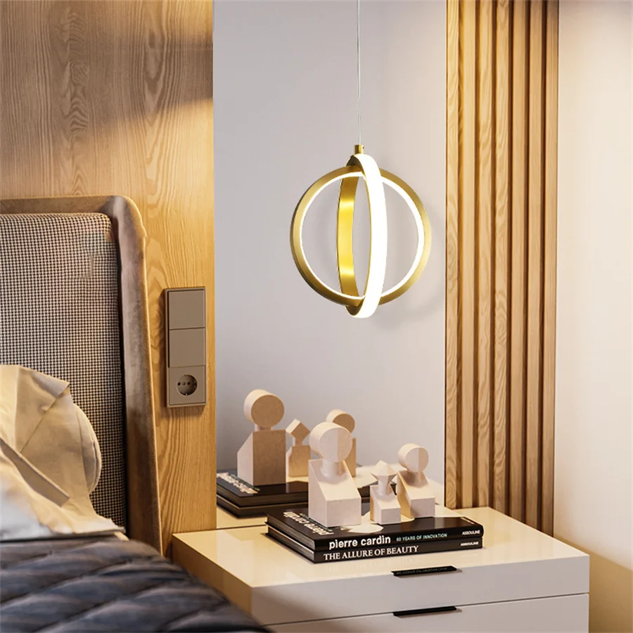 Светодиодный прикроватный подвесной светильник круглая лампа для спальни