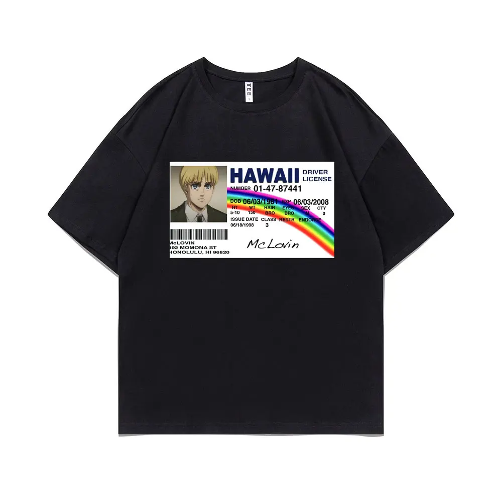 

New Japanese Anime Attack on Titan Mclovin Tshirt Summer Men Women Oversized Funny College Style T-shirt Loose Tee Short Sleeve