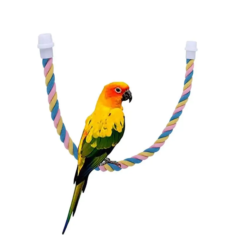 

Bird Rope Parrot Swing Toy Parrot Colorful Climbing Rope Swing Toys Parrot Stands Bird Rope Perch For Parrots Cockatiels