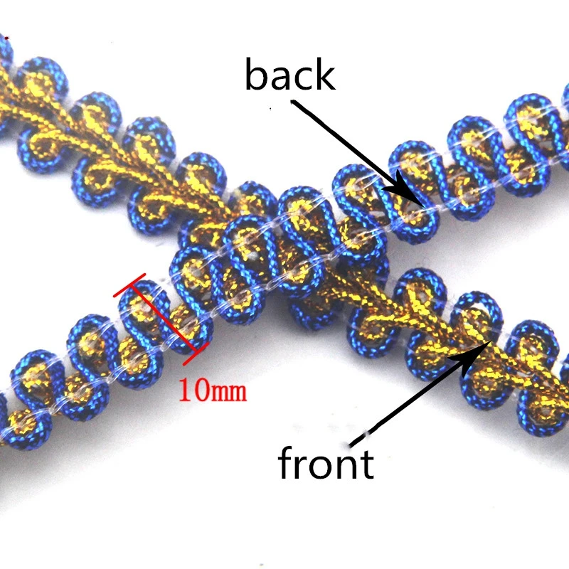 Лента с кружевной отделкой золотистая/Серебристая плетеная цельнокроеная лента