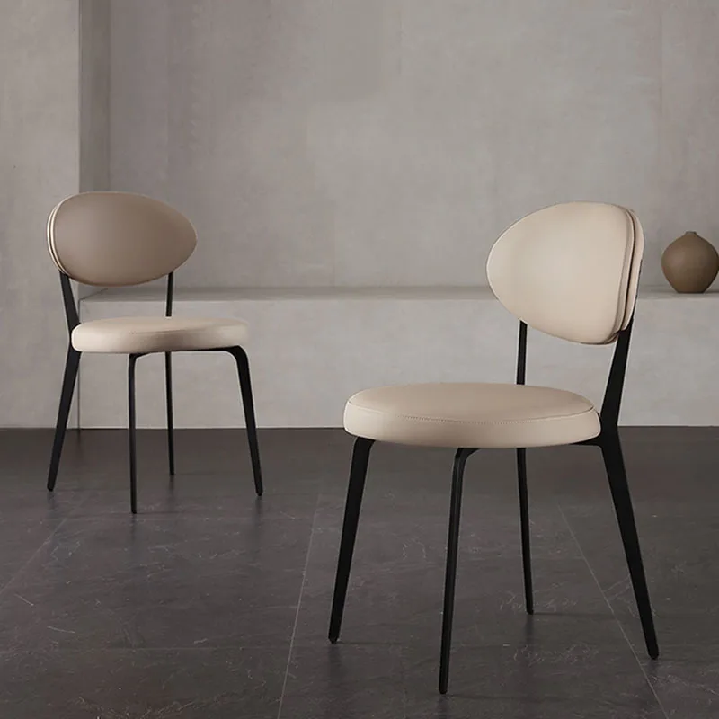 

Designer Black Legs Dining Chairs Modern Unique Fashion Floor Adults Chairs Vintage Ergonomic Waiting Sillas Household Items