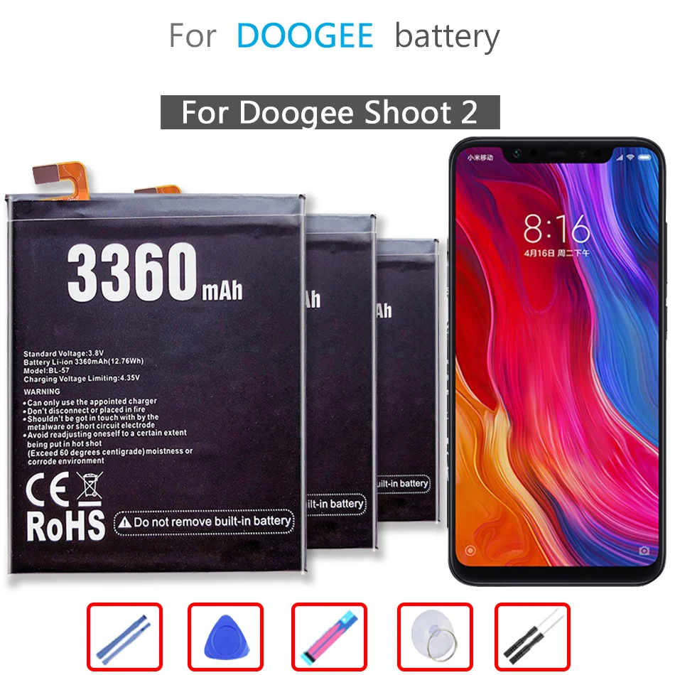 

BL-57 (shoot 2) 3360mAh Battery For Doogee Shoot 2 Shoot2 Mobile Phone