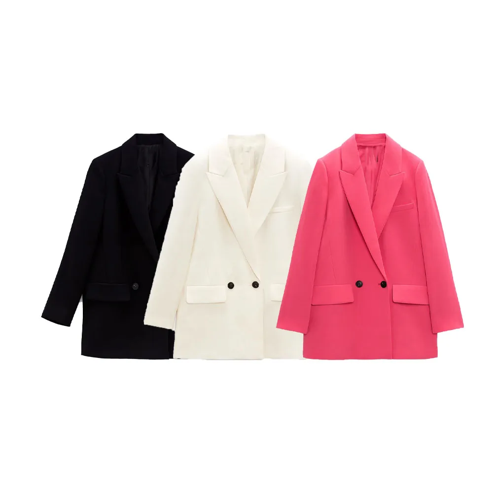 

Zach AiIsa autumn new women's fashion retro versatile lapel long-sleeved loose long drape casual straight texture suit jacket