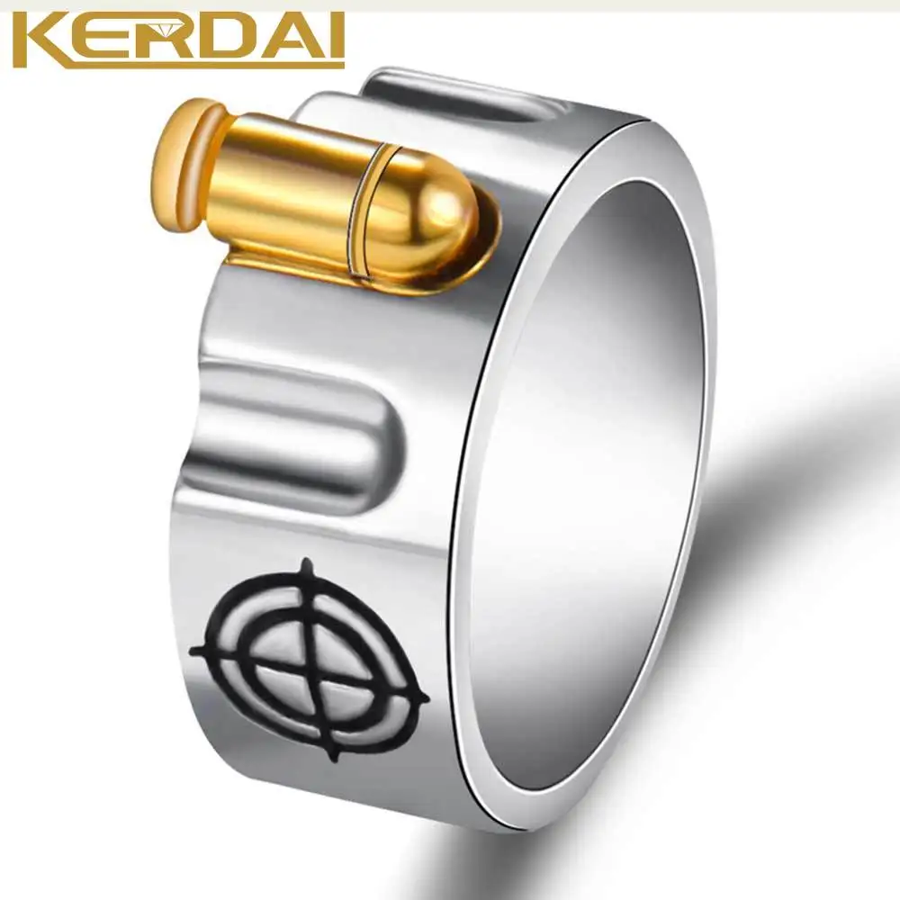 

New Men's Rings Classic Punk Bullet Shaped Chunky Ring Fashion Jewelry