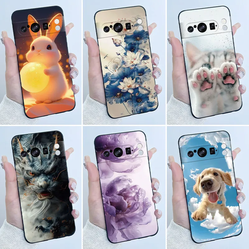 Фото Чехол для Google Pixel 8 Pro 8A Pixel8 Pixel8A 8Pro, роскошный, милый, стильный, для мальчиков и девочек, черный, матовый, тонкий, мягкий, силиконовый, задняя крышка №1