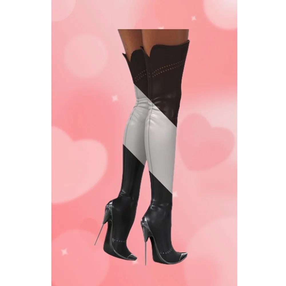 Женские сапоги с заклепками на высоком каблуке