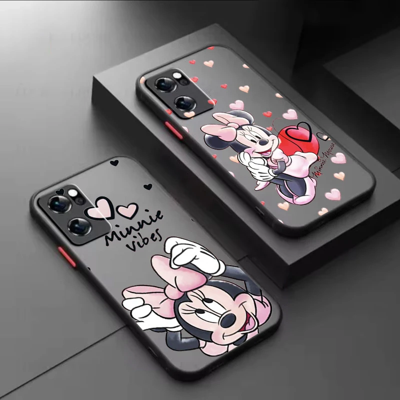 

Cute Cartoon Minnie For OPPO A98 A96 A94 A78 A77 A76 A74 A72 A57 A56 A55 A53 Frosted Translucent Hard Phone Case Cover