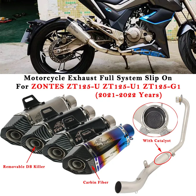 

Full System Exhaust Front Link Pipe With Carbon Fiber Muffler DB Killer For ZONTES ZT125-U1 ZT125-G1 ZT155 ZT125 U1 G1 2021 2022