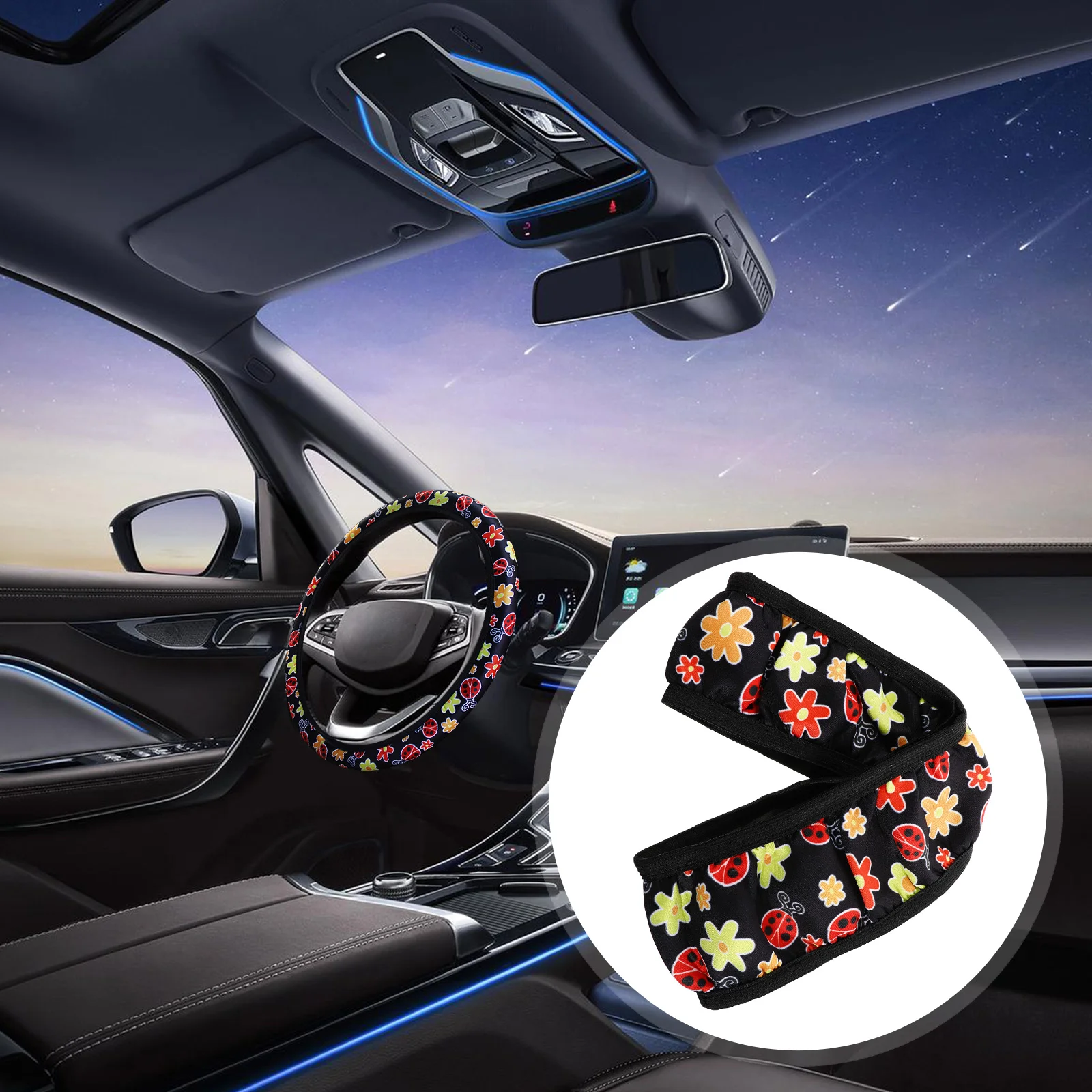 

1Pc Knitted Steering Wheel Cover Steering Wheel Warmer Steering Wheel Protector Car Interior Cover Set