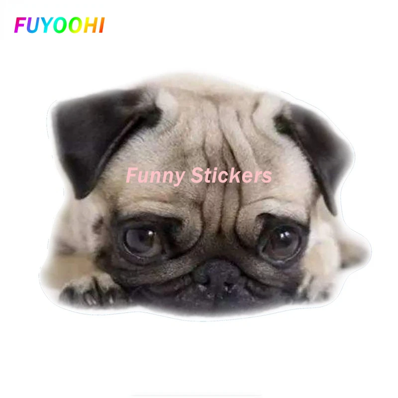 

FUYOOHI Play Stickers Mobil Anjing PUG Lucu Stiker Warna-warni PVC Tahan Air Pada Jendela Belakang Bodi Mobil Creativity Fine