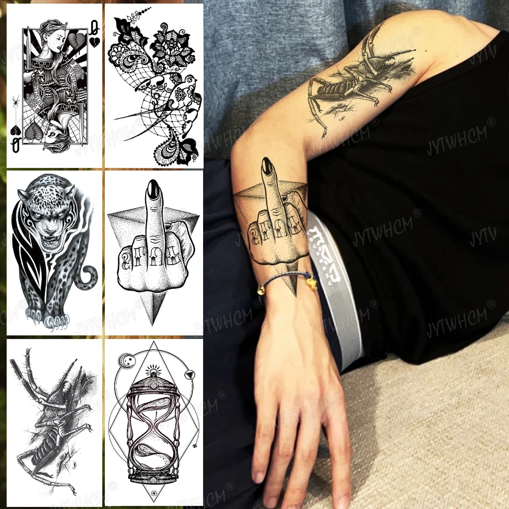 

Реалистичные временные тату-наклейки на средний палец, индивидуальный дизайн, искусственная татуировка, водонепроницаемые татуировки на р...