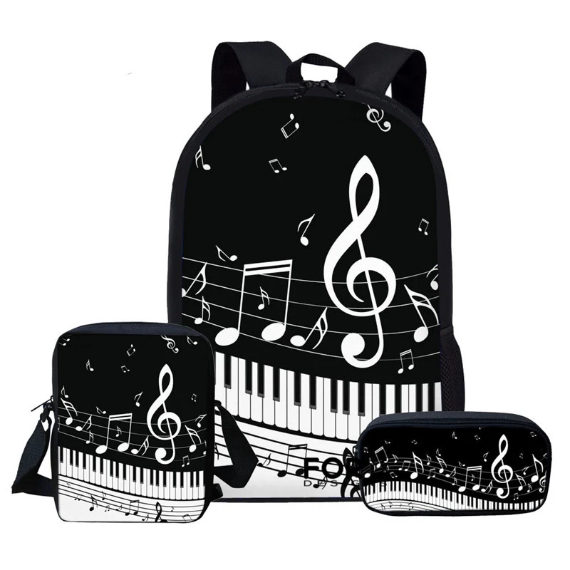 Custom Design Children School Bags Set for Teen Boys Girls Music Note Backpacks Piano Book Bag Kids Shoulder Bag Mochila Escolar