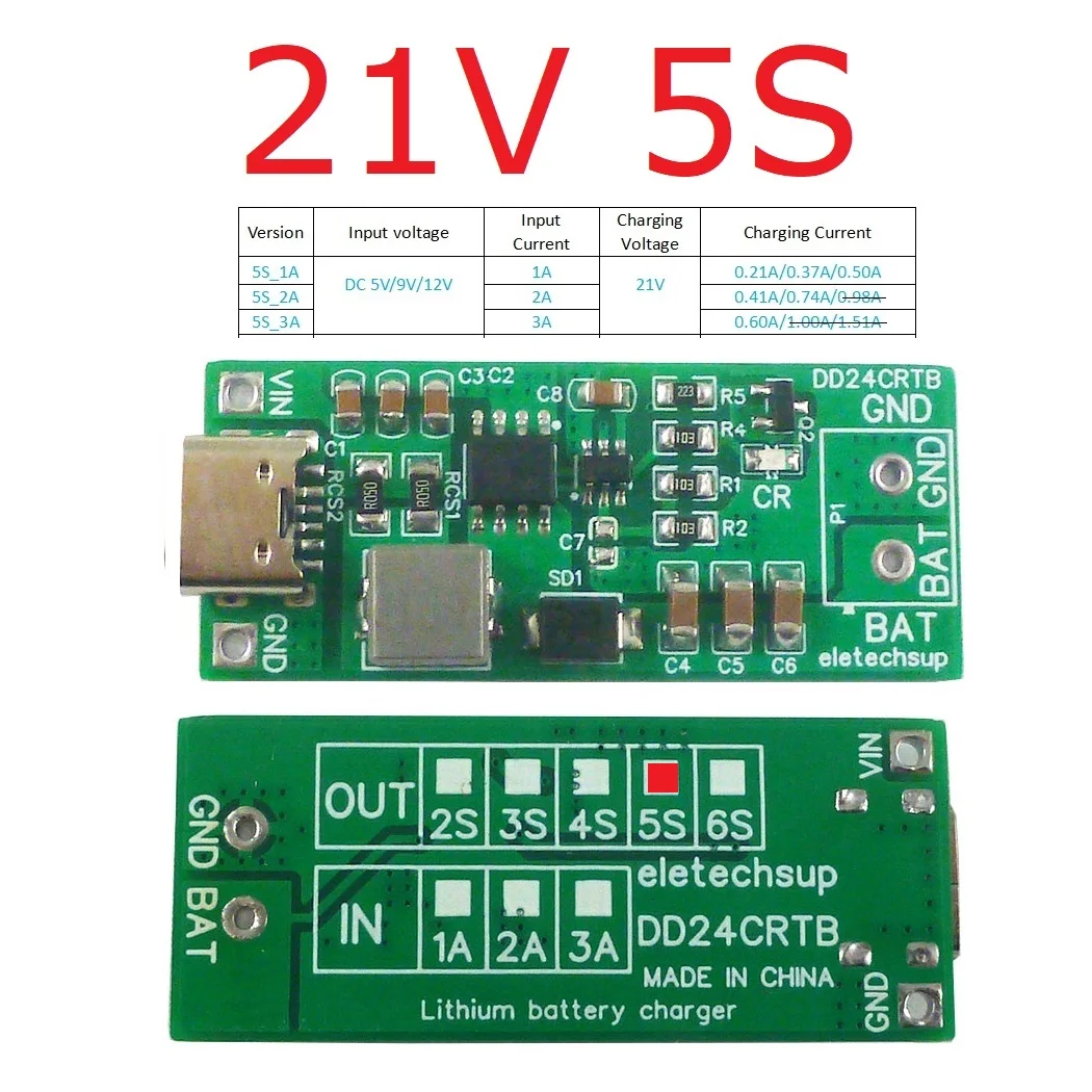 

Многоячеечный модуль зарядного устройства eletechsup DD24CRTB Type-c 2-6S для литий-ионных аккумуляторов