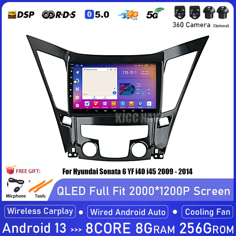 

Android 13 For Hyundai Sonata 6 YF i40 i45 2009 - 2014 Wireless Carplay Android Auto Car Radio Multimedia Player Navigation GPS