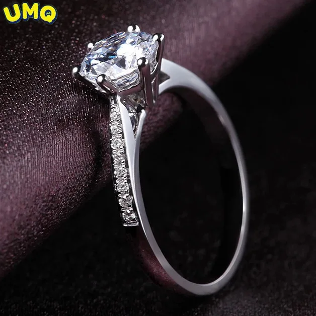 

S925 Sterling Silver Six Claw Imitation Diamond Ring Female 1 Carat Ring Mo Sangshi Couple Proposal Personalized Birthday Gift