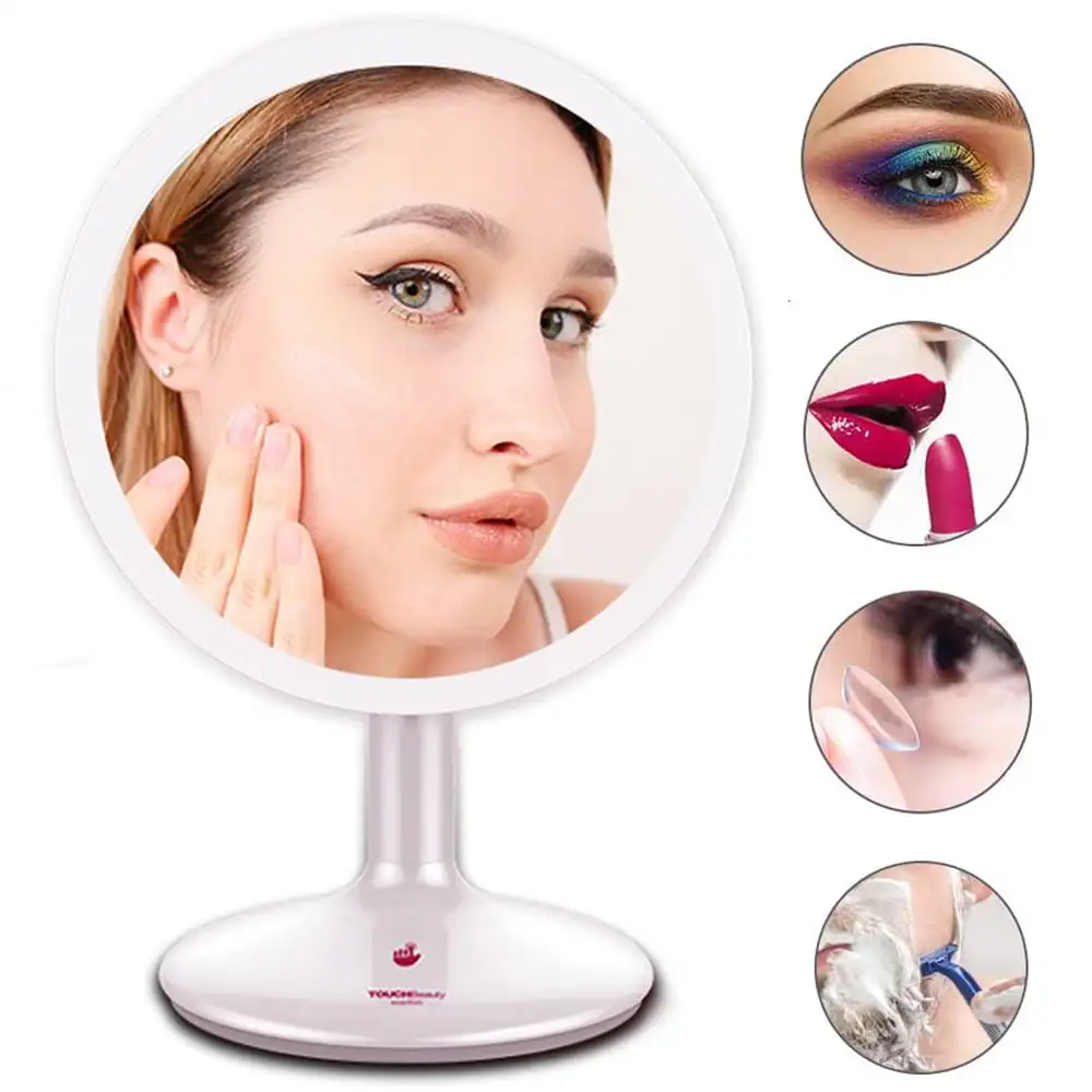 

Rechargeable Lighted Makeup Mirror, TB-1677 LED Lighted Vanity Mirror with Lights TB1677 Dimmable 90 Degree Rotation Touch Scre