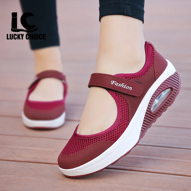

Women's Walking Shoes Lightweight Mesh Breathable Casual Shoes Air Cushion Flat Shoes Lucky Choice Platform Shoes Tenis De Mujer