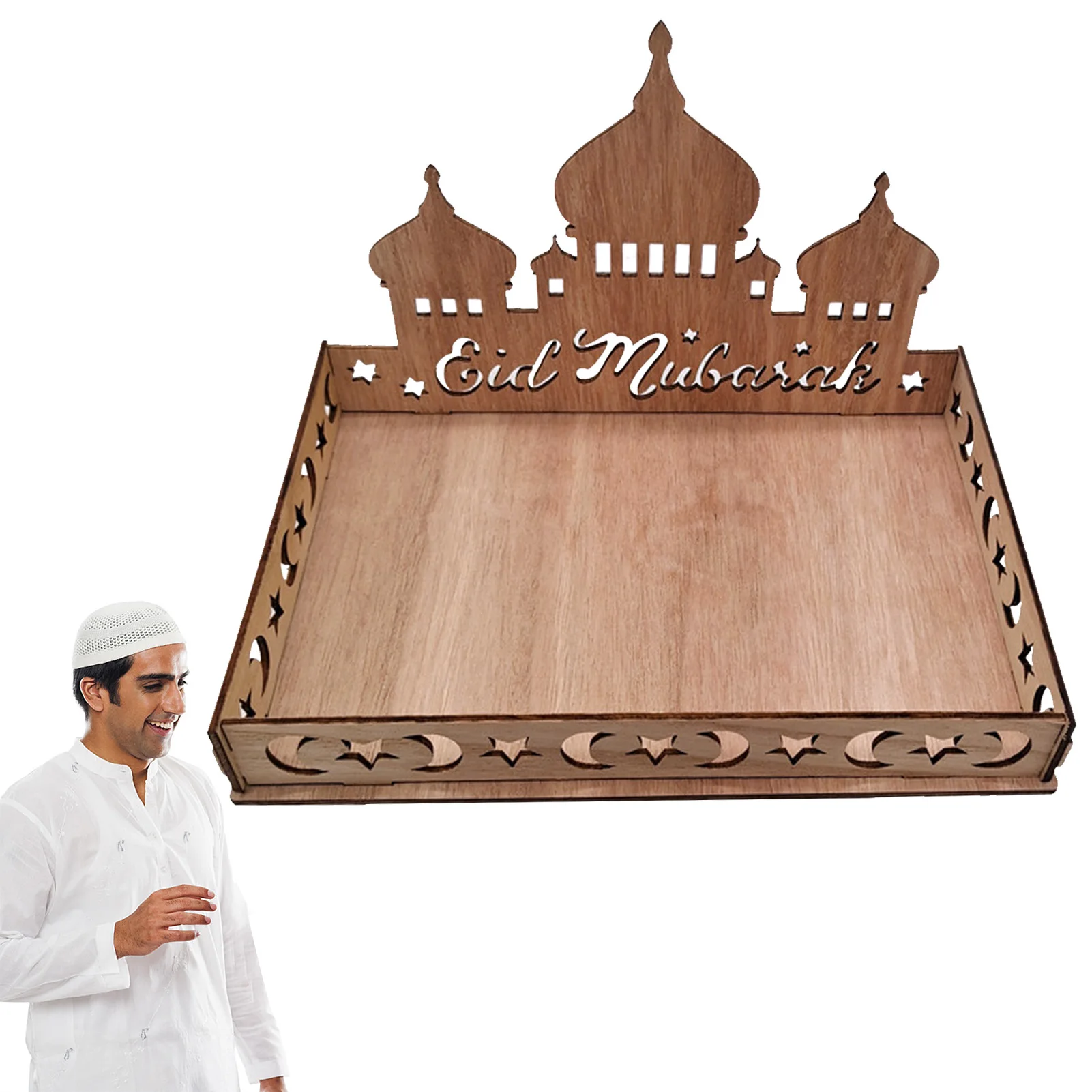 

Eid Mubarak Wooden Tray Wood Dessert Table Trays Ramadan Dessert Table Trays For Pastry Home Office Eid Al-Fitr Decor