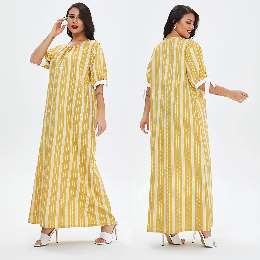 Muslim Fashion Women Dress Pajamas Summer Arab Robes  Vestidos Middle Eastern Arabia Dubai Abaya Turkey Robe Donsignet