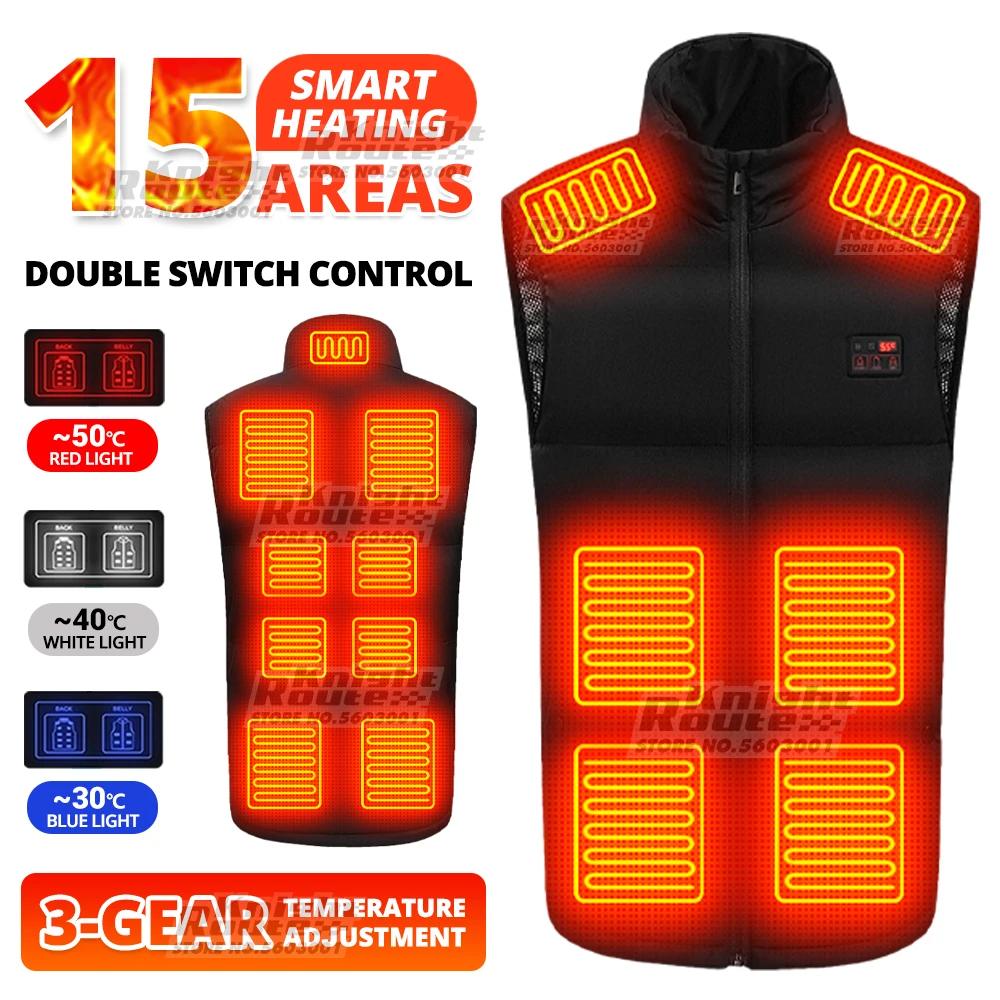 

Самонагревающийся жилет 15 областей, обогреватель тела, Женская Теплая мужская куртка с питанием от USB, жилет с подогревом для мужчин, теплый ...
