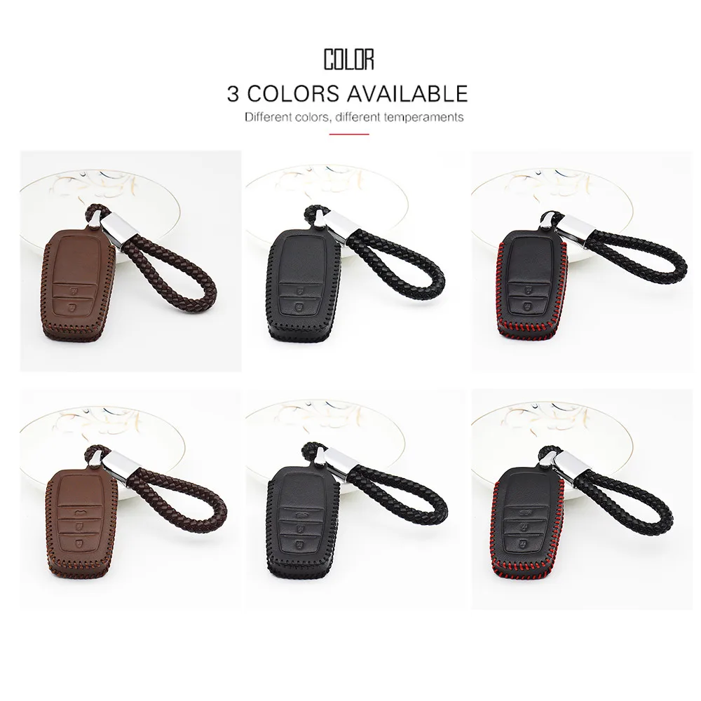 Чехол для ключей автомобилей из кожи для Toyota Yaris Cross Aygo Chr Corolla 150 Rav4 Raize Auris Prius Aqua Camry Xv70 40 2022 с карабином.