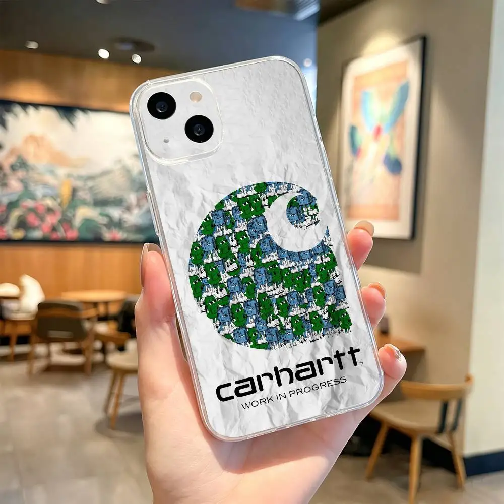 Фото Стильный прозрачный противоударный чехол C-Carhartts-es для iPhone 17, 16, 15, 14, 13, 12, 11 Plus, Pro Max №4