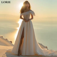 lorie princess wedding dresses sleeveless bow off the shoulder boho bride dresses sexy side split wedding gowns