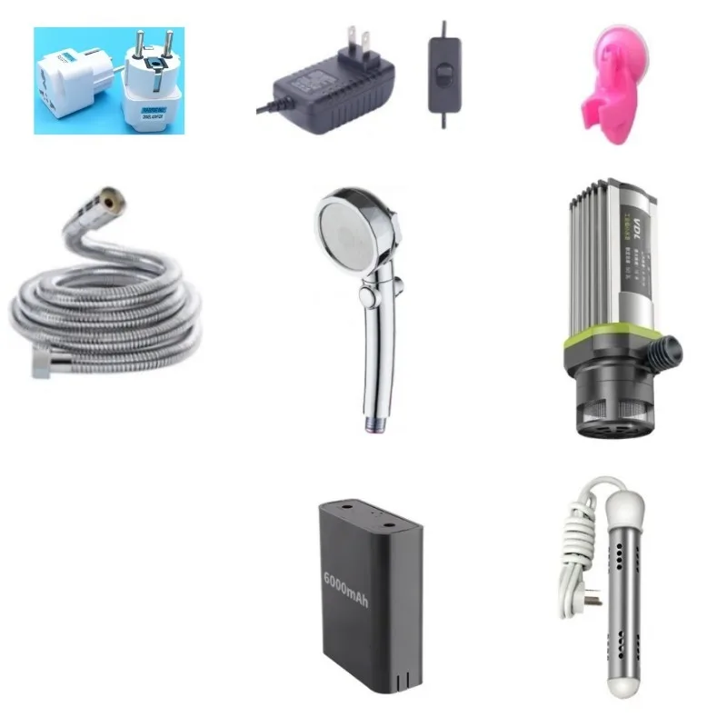 

Бытовой портативный Электрический Душ Походный душ для путешествий 85 Вт водяной насос 3-скоростная Регулируемая душевая головка Перезаряжаемая литиевая батарея на 6000 мА 2500 Вт Электрический стержень горячей воды