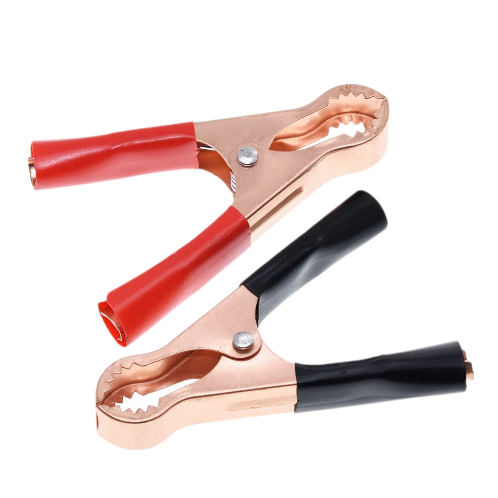 2Pcs 50A Red + Black 75/80mm Crocodile Car Caravan Van Battery Test Lead Clips Best Promotion Alligator |