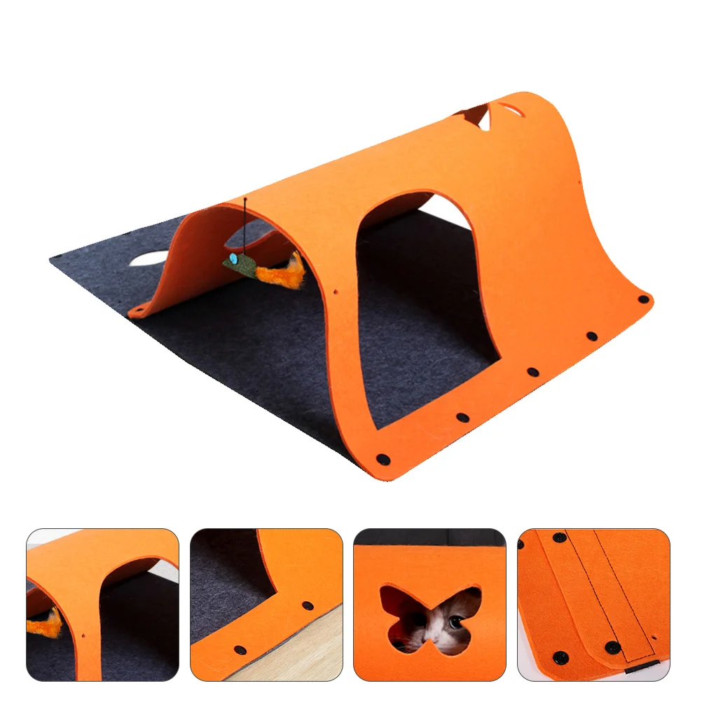 

Cat Tunnel Toy Collapsible Tube Folding Hideout Tent Interactive Playing Felt House Cave Plaything Catnip Toys