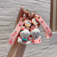 white rabbit peach rabbit doll backpack accessories key chain pendant cartoon doll cute pendant