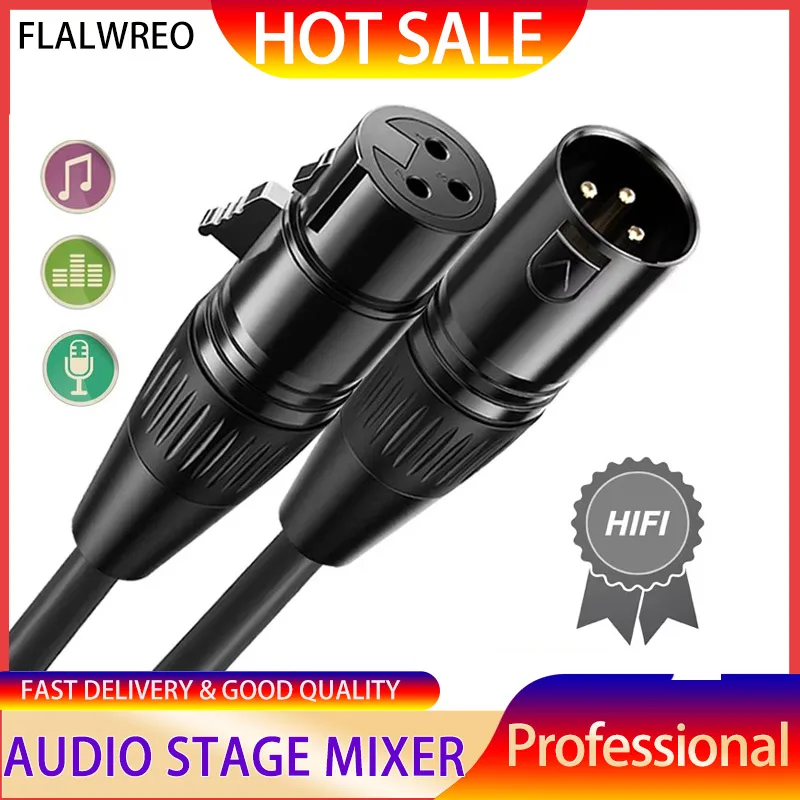 Фото FLALWREO 3-контактный XLR-кабель «папа-мама» Sound Cannon микрофонный кабель для микшерного усилителя сбалансированный аналоговый аудиокорд №1