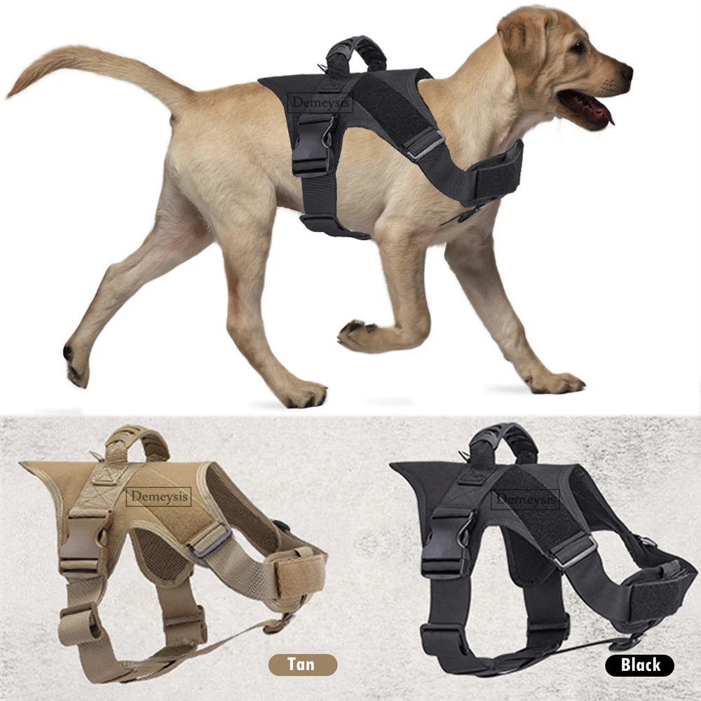 

Tactical Dog Harness Army MOLLE Service Dog Vest Nylon Pet Clothes Adjustable Pet Training Supplies for Dogs