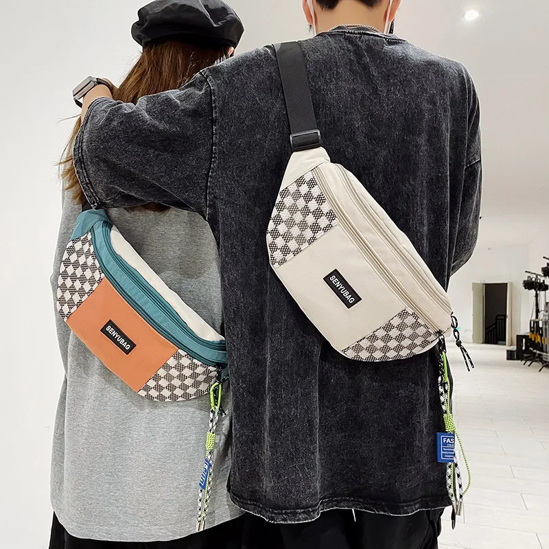 

Large Capacity Plaid Waist Bag Nylon Fanny Pack For Men And Women Big Belt Bag Multi-Functional Chest Bags Banana Waist Packs