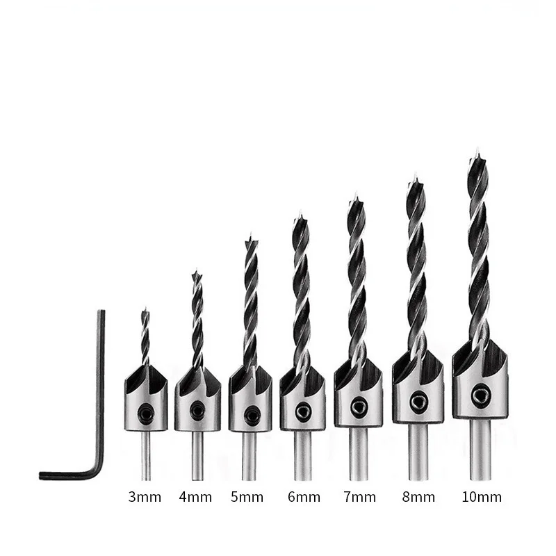 

3 мм-10 мм набор сверл из быстрорежущей стали с зенкером развертка для деревообработки фаски сверло с зенкером для сверления отверстий резак для отверстий винтовое сверло для отверстий