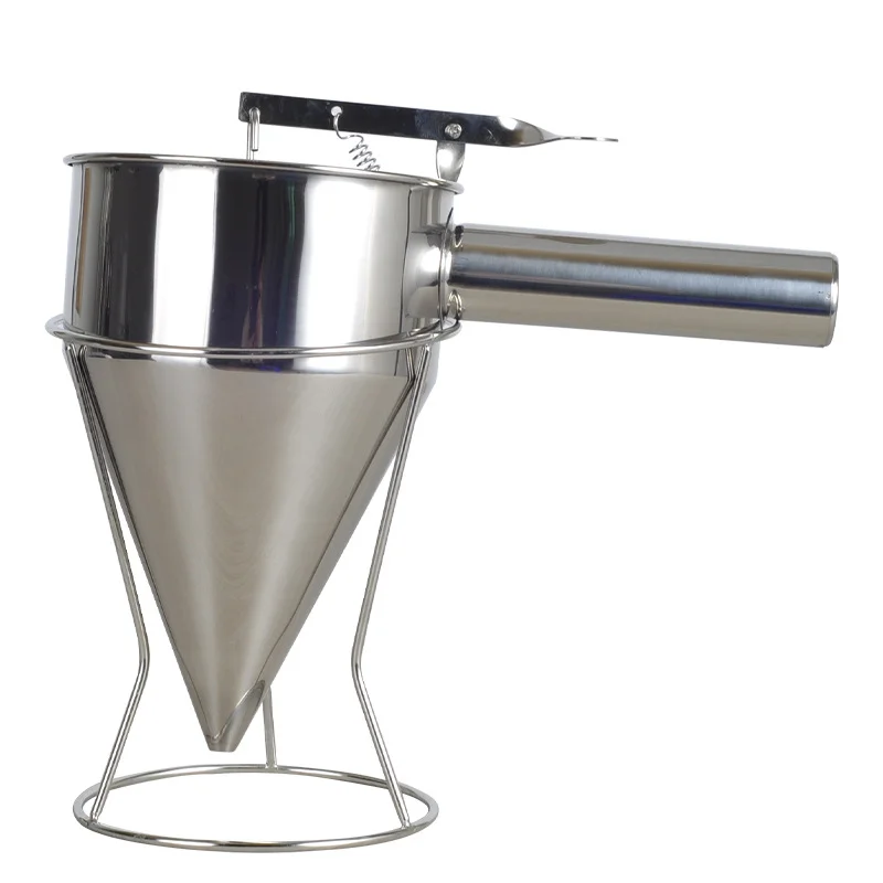 

Stainless Steel Funnel Dispenser with Rack Cupcake Pancake Batter Maker Octopus Fish Ball Home Kitchen Baking Tools