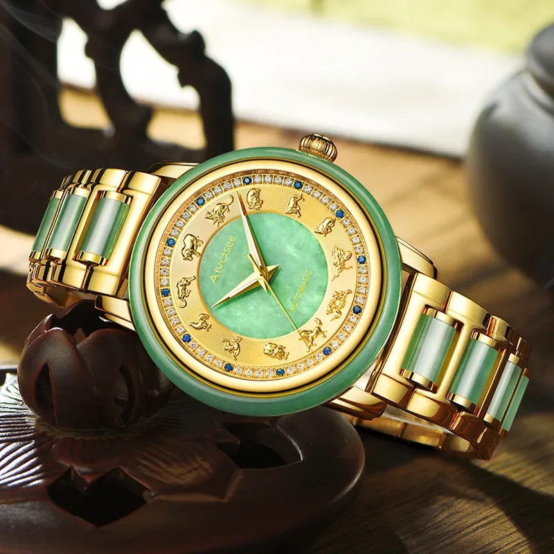 Мужские механические часы автоматические наручные Зодиак животные камень