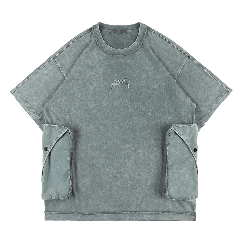 

A-Cold-Wall T-shirt Men's Women T shirt High-quality Washed Do Old Short Sleeves Oversize Acw Big Pocket Vintage Casual Tshirt
