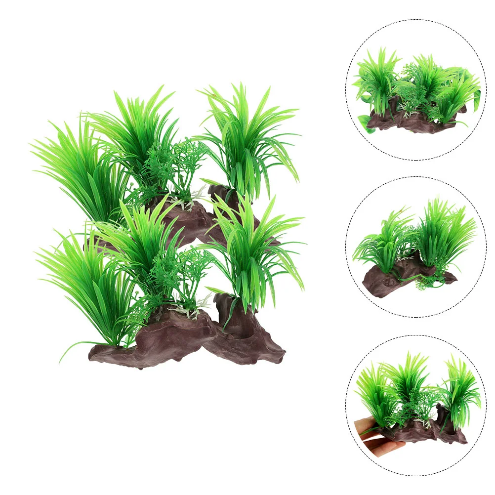 

2pcs Colorfast Gentle Vivid Plastic Aquarium Plants Fish Tank Plants for Fish Tank Layout Photo Prop