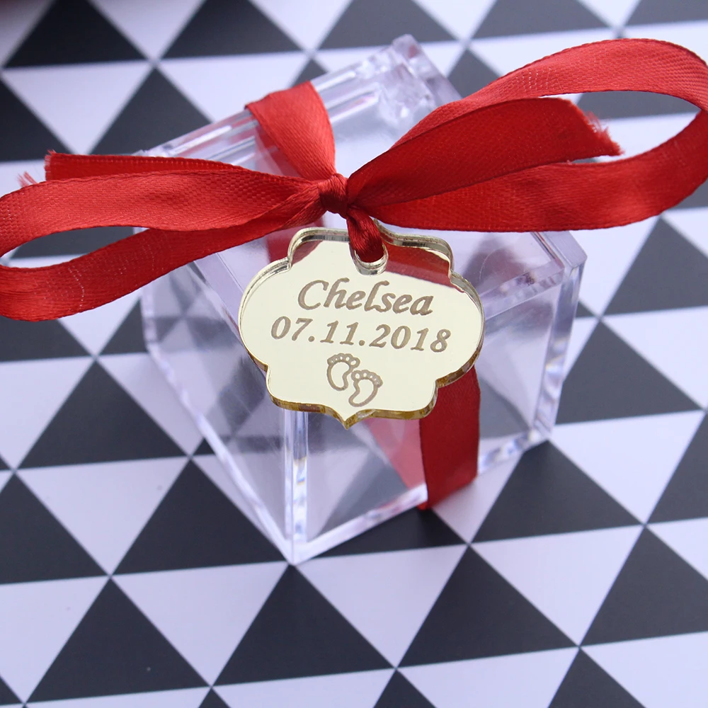 

30pcs Personalized Acrylic Love Clouds Tags Engraved Name Baby Shower Baptism Wedding Table Party Decoration Favors Custome Gift