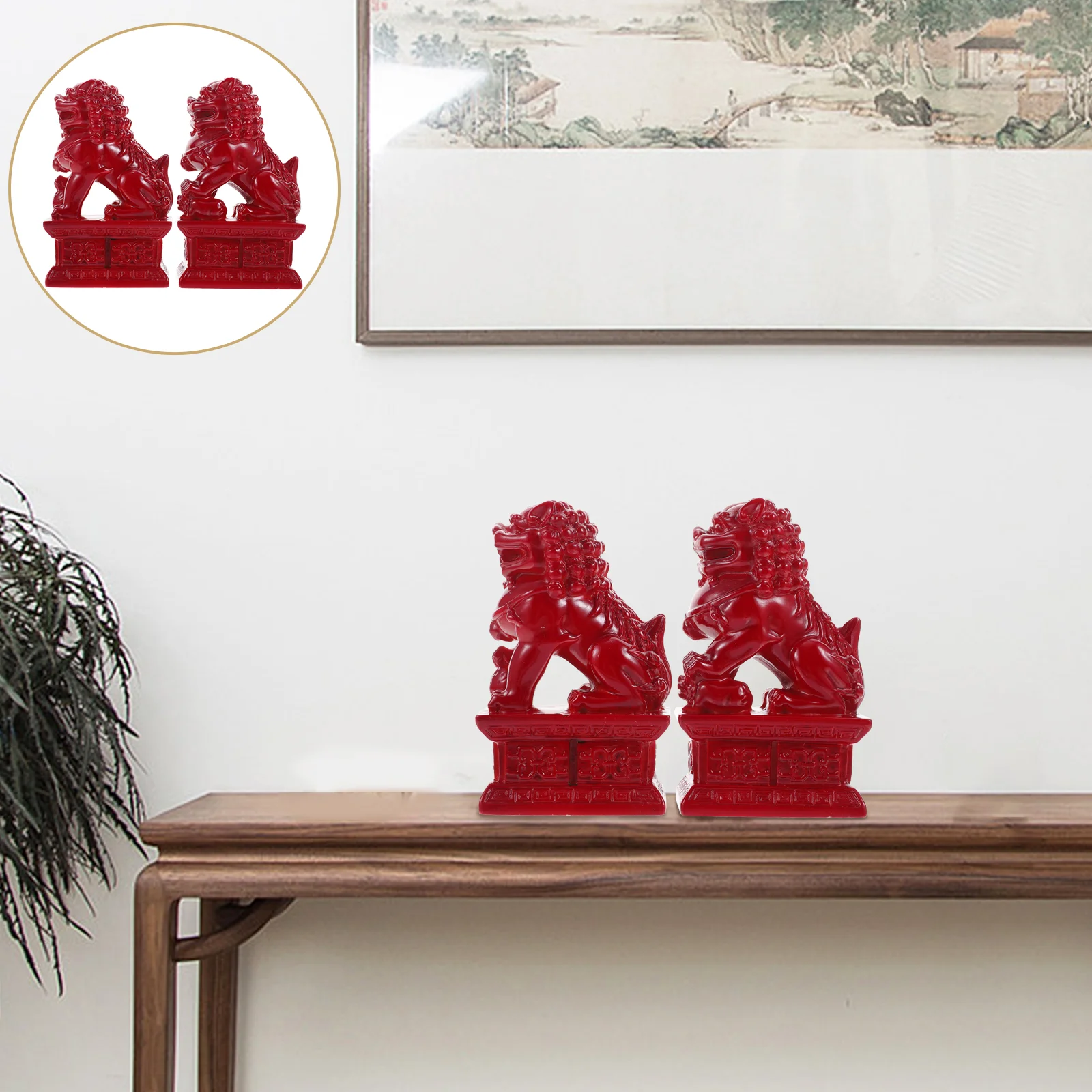 

1 Pairs Creative Unique Exquisite Realistic Premium Lion Statues Home Decor Lion Ornament for Home