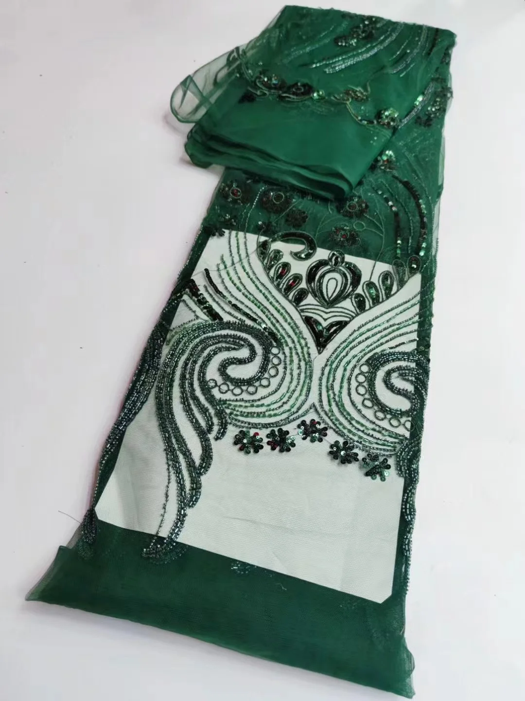 

Африканская Тяжелая бусина 3D цветочное кружево вышитая ткань 2023 Высококачественная нигерийская Тюлевая ткань с блестками для шитья для вечеринки