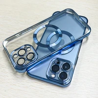 for magsafe luxury magnetic wireless charging case for iphone 13 12 11 pro max transparent silicone with lens protector cover
