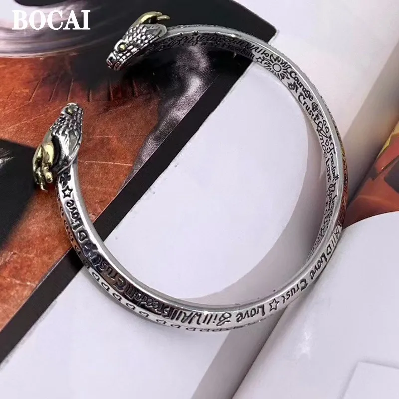 BOCAI New 100% S925 Silver Dragon Graffiti Personality Mix and Match Fashion Elements Man and Woman Jewelry Accessories