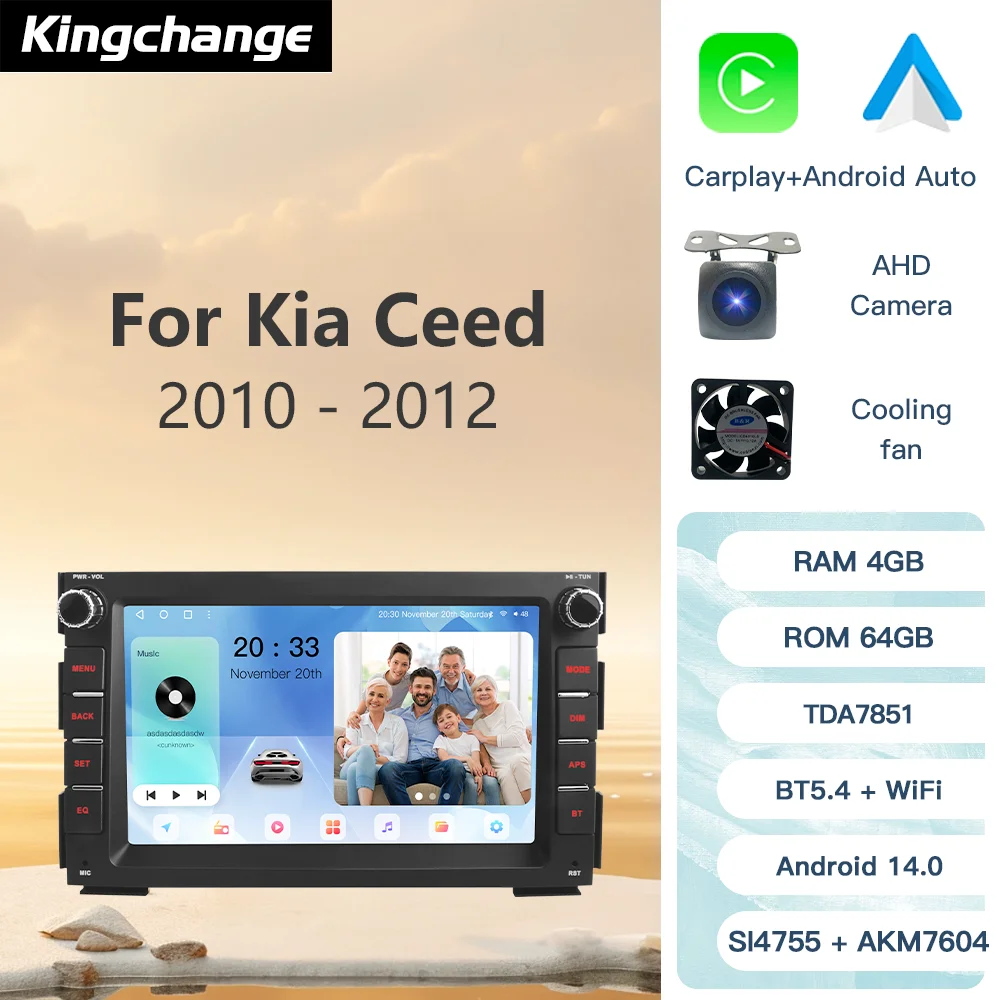 

Kingchange Android 14 7 "2 Din автомобильное мультимедийное радио стерео для KIA CEED 2010-2012 Venga 2010 2016 CarPlay Auto 360 WIFI SWC BT